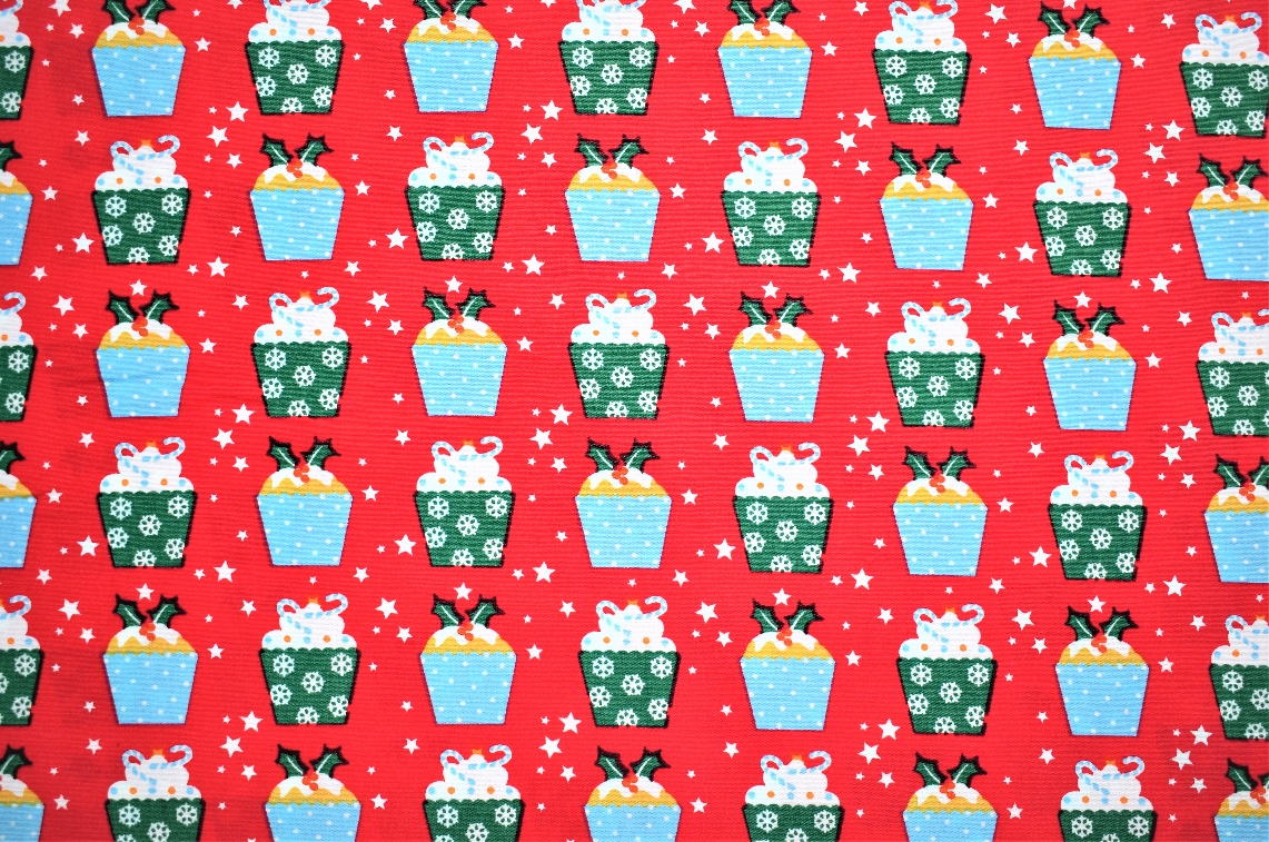 Red Cotton Christmas Cupcakes